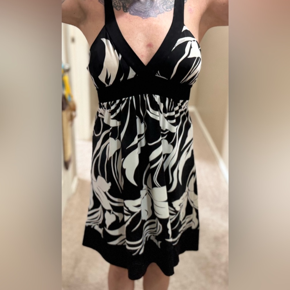 Black and white floral dress
